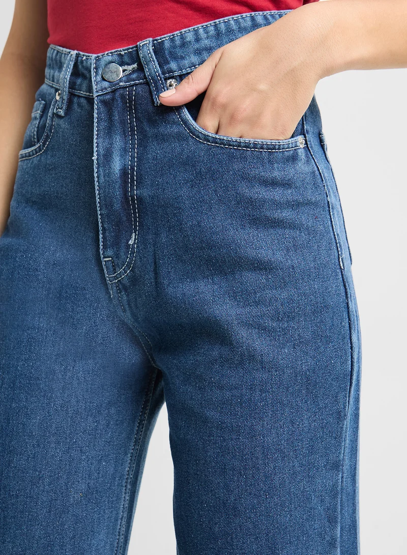 Ginger Mid Rise Wide Leg Jeans