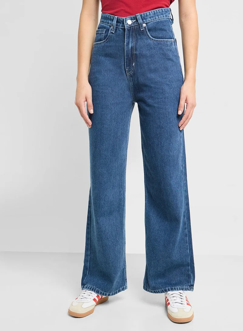 Mid Rise Wide Leg Jeans