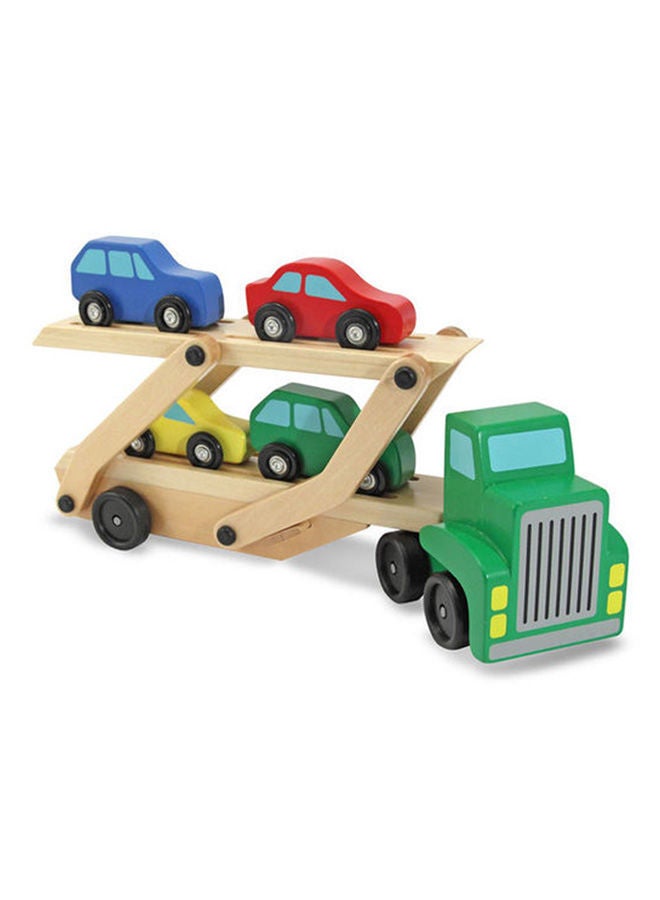 Y&D 5-Piece Car Carrier Truck And Wooden Toy Set - Image 1
