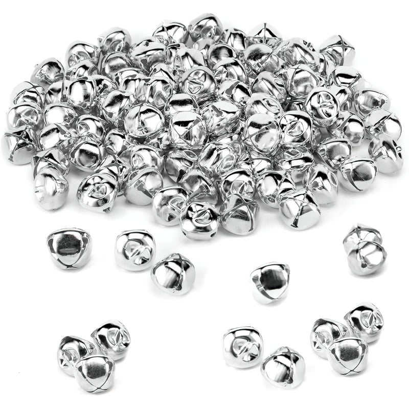 MCPINKY 170PCS Jingle Bells, Mini Bells for Crafting, for Gift Decorations, DIY Gift Bags, 0.5 Inch, Silver - Image 1