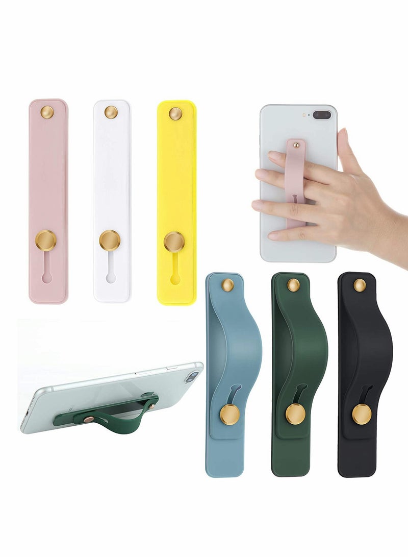 Excefore 6 Pieces Phone Grip Holder Cell Phone Grip Strap Telescopic Phone Finger Strap Stand Universal Finger Kickstand for Most Tablets and Smartphones - Image 1