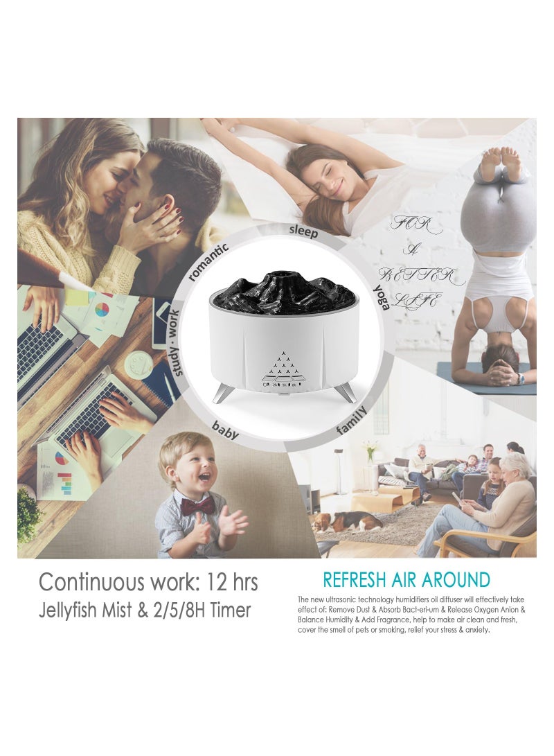 SYOSI Essential Oil Diffuser for Home Bedroom, Cute Jellyfish Mist Aromatherapy Diffuser 12 Hours Long Lasting Diffuser Essential Jellyfish Mist Diffuser Volcano Night Light with Auto Off - Image 5