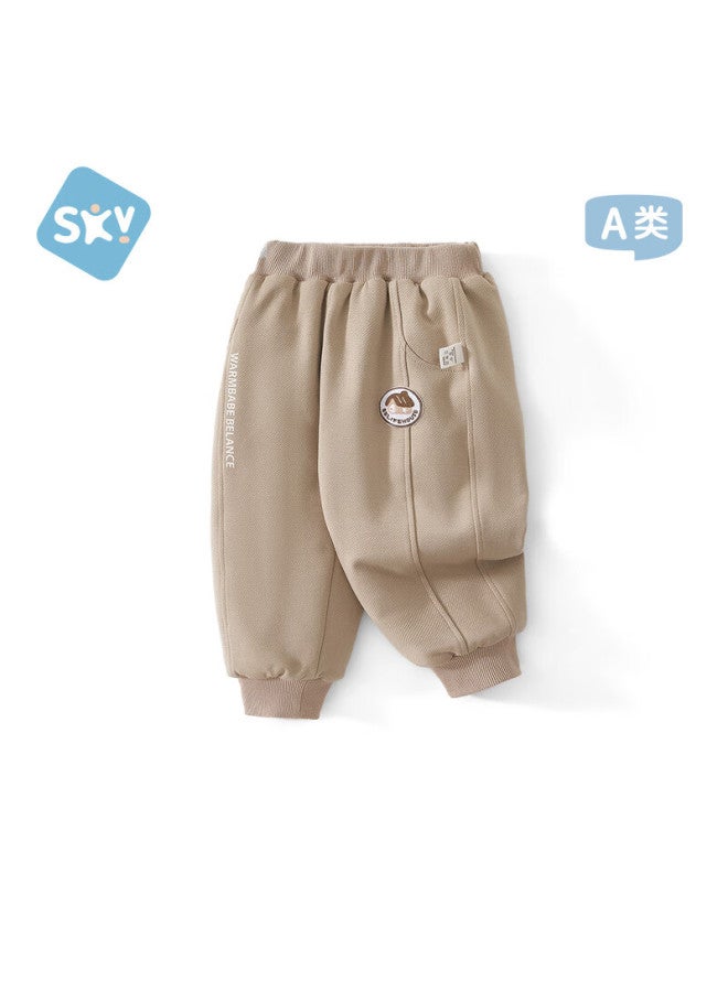 Shubeiyi Children's Pants Winter Boys Cotton-padded Warm Casual Baby Outerwear Infant Cotton Pants Light Coffee 80