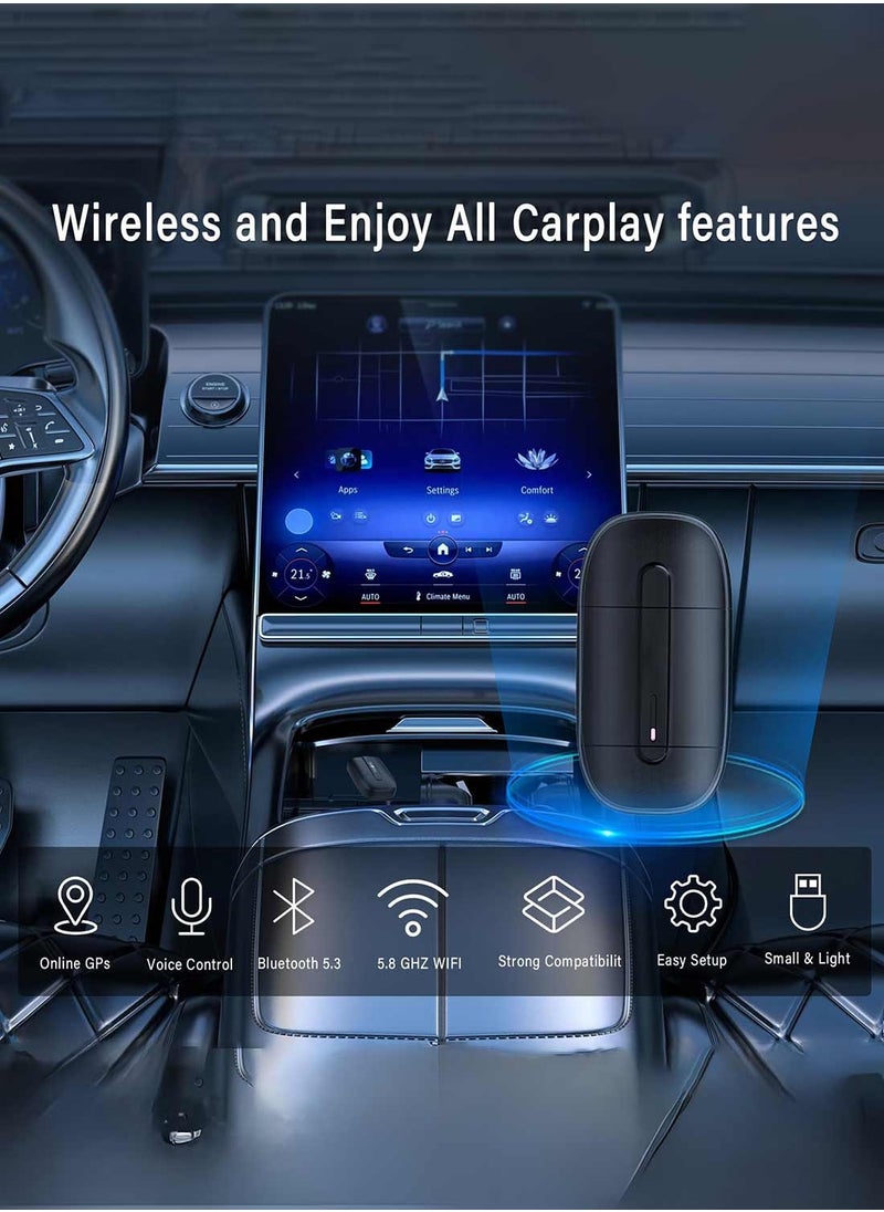 محول Apple CarPlay اللاسلكي، يحول CarPlay السلكي إلى لا سلكي باستخدام مفتاح USB، محول CarPlay لاسلكي مزدوج الرأس لأنظمة أندرويد أوتو، محول CarPlay عبر البلوتوث للآيفون/أندرويد
