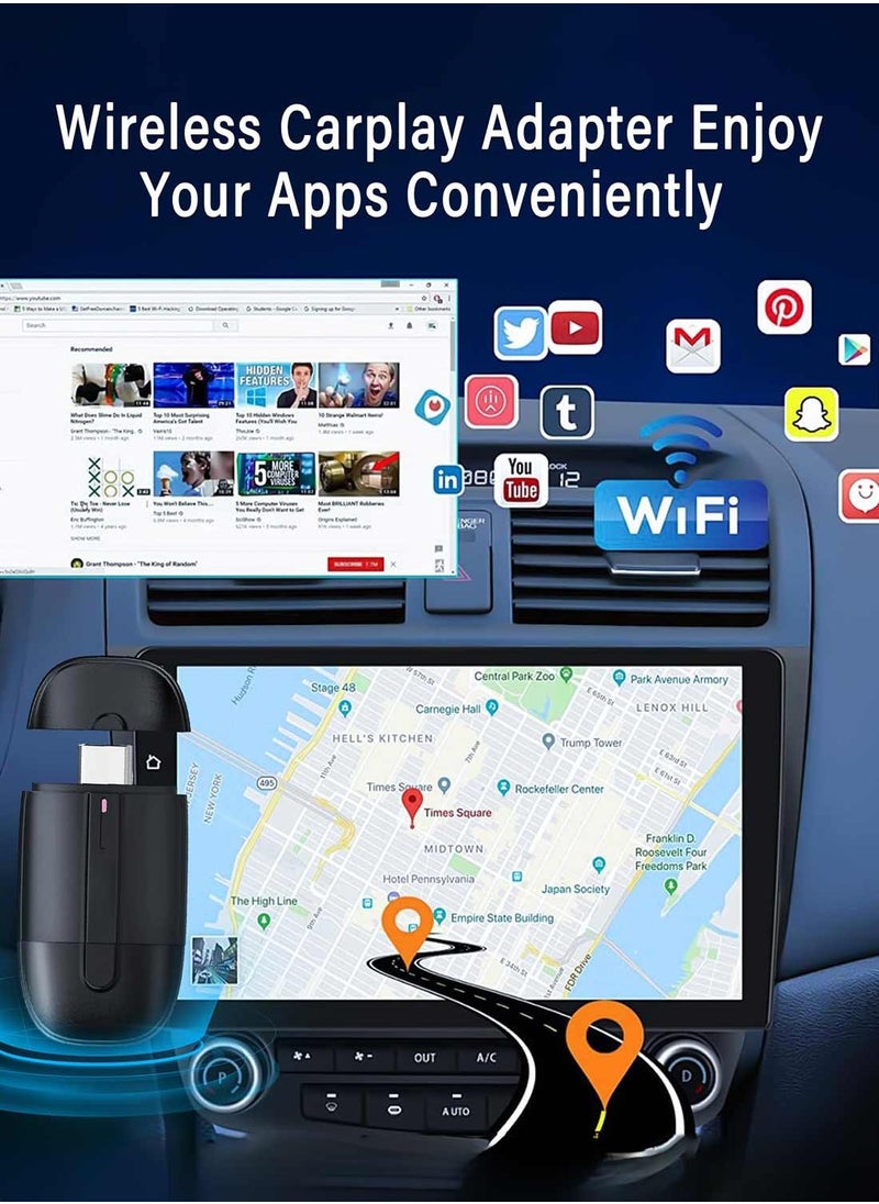 ديقيساند محول Apple CarPlay اللاسلكي، يحول CarPlay السلكي إلى لا سلكي باستخدام مفتاح USB، محول CarPlay لاسلكي مزدوج الرأس لأنظمة أندرويد أوتو، محول CarPlay عبر البلوتوث للآيفون/أندرويد  - Image 5