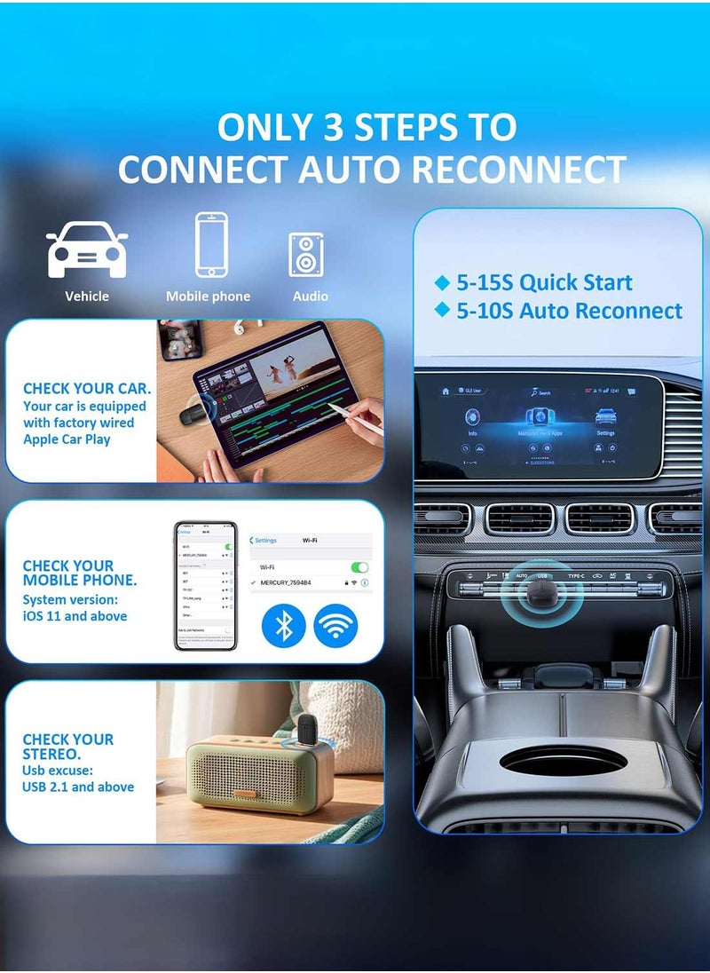 محول Apple CarPlay اللاسلكي، يحول CarPlay السلكي إلى لا سلكي باستخدام مفتاح USB، محول CarPlay لاسلكي مزدوج الرأس لأنظمة أندرويد أوتو، محول CarPlay عبر البلوتوث للآيفون/أندرويد