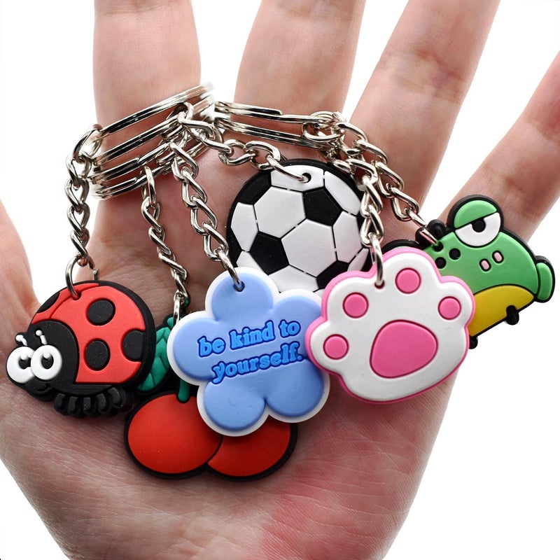 Gibleitz 200pcs Random Different Keychains,Mixed Non-Repeat Cute Key Chain for Classroom Prizes Students Incentives Holiday Gifts Party Favors - Image 2
