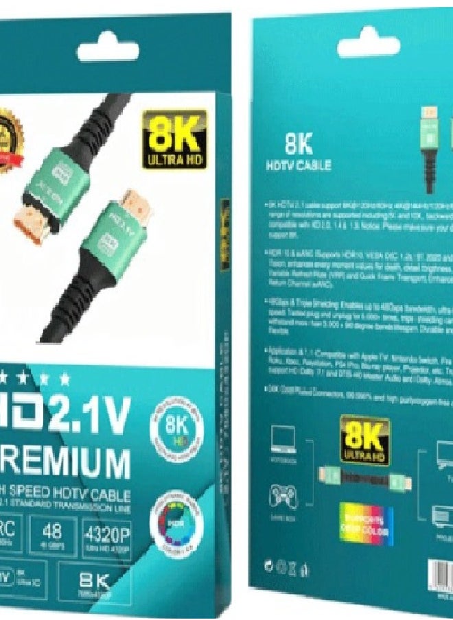 Generic FULLY 8k Ultra HD2.1v Premium High Speed HDMI Cable 1.5 Meters, Support 4K@120Hz/60Hz, 8K@120Hz/60Hz  - Image 2