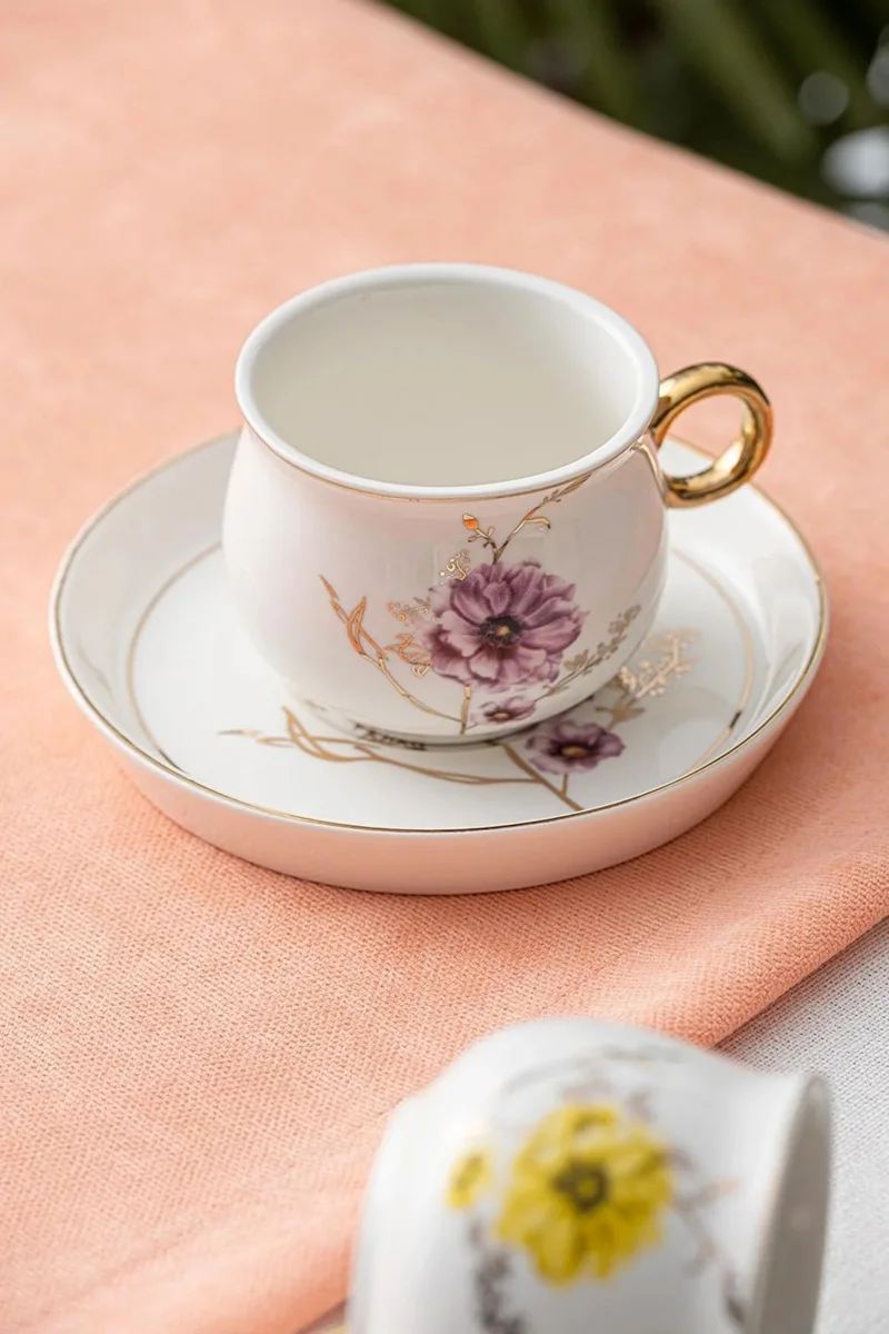 أكار Valerie Set of 6 Porcelain Coffee Cups - 90 ml