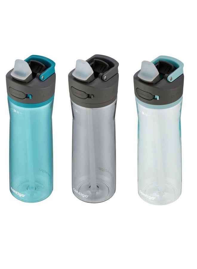 Contigo زجاجة ماء أشلاند 2.0 مع غطاء أوتوسبوت | زجاجة ماء تريتان، 24 أونصة، 3-pack، جونيبر وساكي وشاي الفقاعات - Image 3