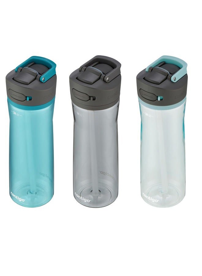 Contigo زجاجة ماء أشلاند 2.0 مع غطاء أوتوسبوت | زجاجة ماء تريتان، 24 أونصة، 3-pack، جونيبر وساكي وشاي الفقاعات - Image 2