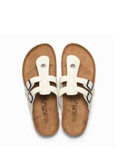 SänHahn Casual Buckle Sandals Men's Beach Shoes Women's Cork Slippers Summer Flip-flops White  - Image 3