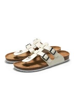 SänHahn Casual Buckle Sandals Men's Beach Shoes Women's Cork Slippers Summer Flip-flops White  - Image 4