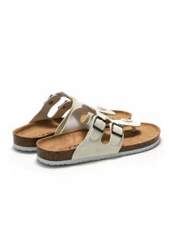 SänHahn Casual Buckle Sandals Men's Beach Shoes Women's Cork Slippers Summer Flip-flops White  - Image 5