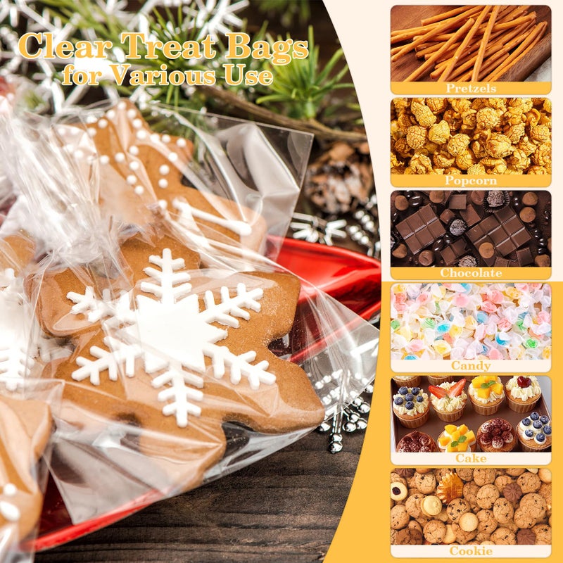 Cidenbio 100 PCS Cellophane Treat Bags, 4x6 In Clear Cellophane Gift Bags with Twist Ties Plastic Goodie Bag for Party Favor Cookie Candy Popcorn Bakery Chocolate Gift Wrapping - Image 5