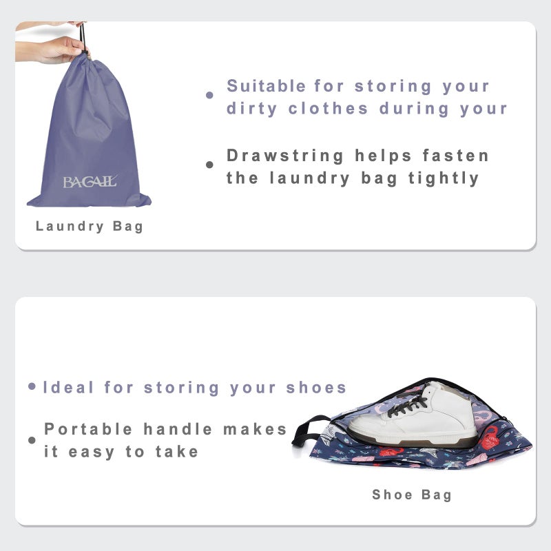 BAGAIL مجموعة حقائب التعبئة BAGAIL 8/9 قطع منظم حقائب السفر لملحقات السفر (فلامنغو، 8 قطع) - Image 5