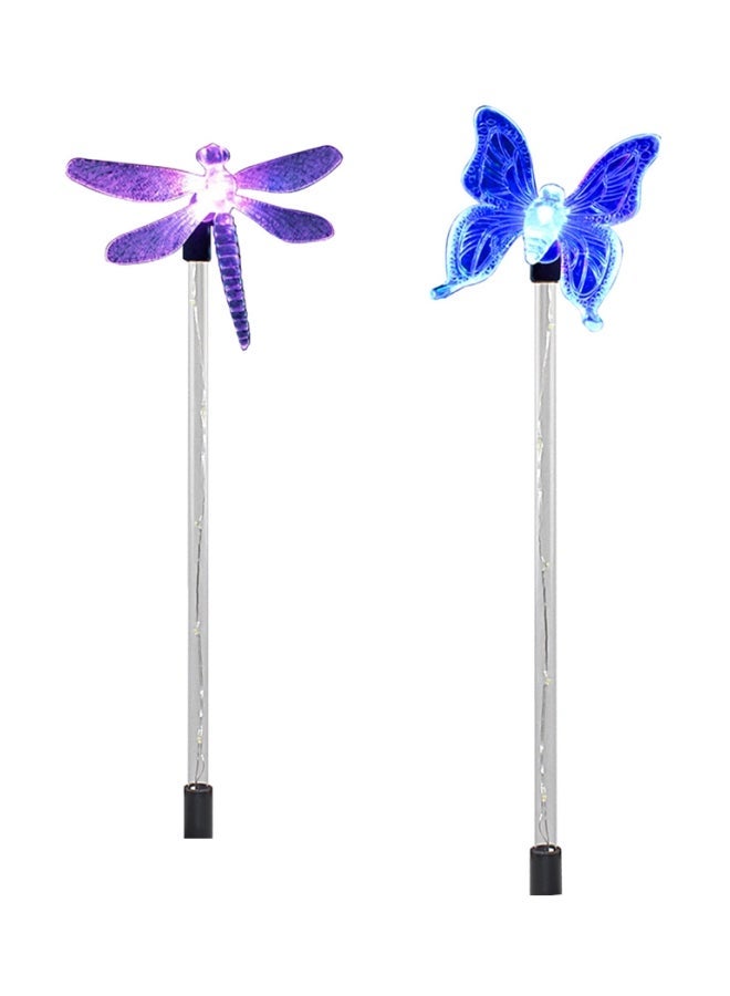 NIBEMINENT Pack Of 2 LED Solar Butterfly And Dragonfly Design Patio Lamp Multicolour - Image 1