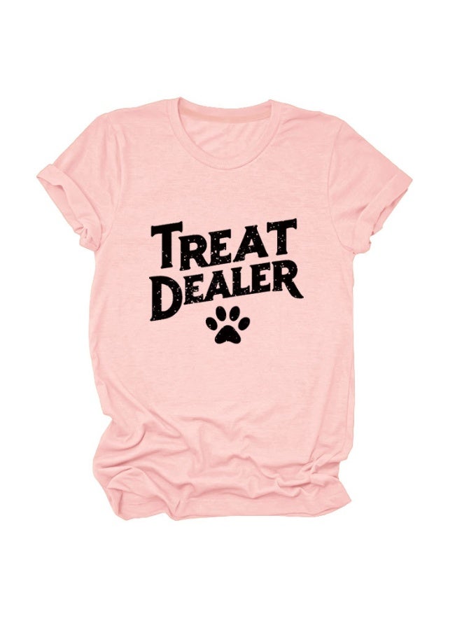Treat Dealer T Shirt for Women Cute Dog Paw Print Graphic Tees Funny Dog Mom Shirt Puppy Lover Gifts Casual Tops - Image 1