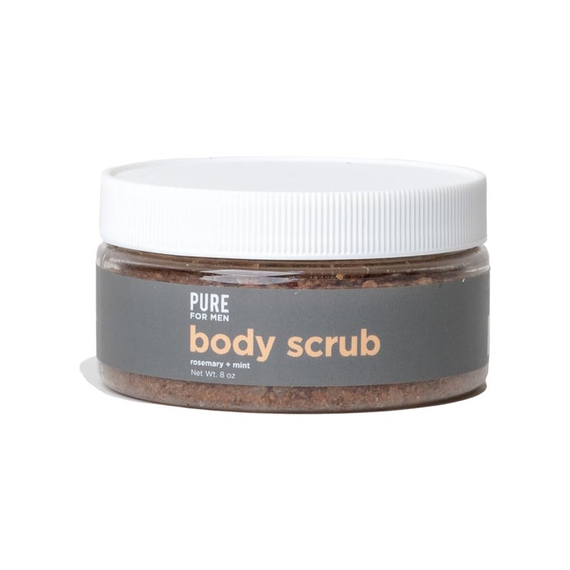 Pure for Mens Exfoliating Face  Body Scrub  Gentle  Natural Cleanser Removes Dead Skin Cells  Leaves Skin Smooth  Lemon and Spearmint  8 oz