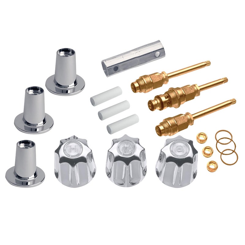 Danco Bathtub and Shower 3Handle RemodelRebuild Trim Kit for Gerber Faucets Knob Handle 11B1HC and 11B4D Chrome 39615
