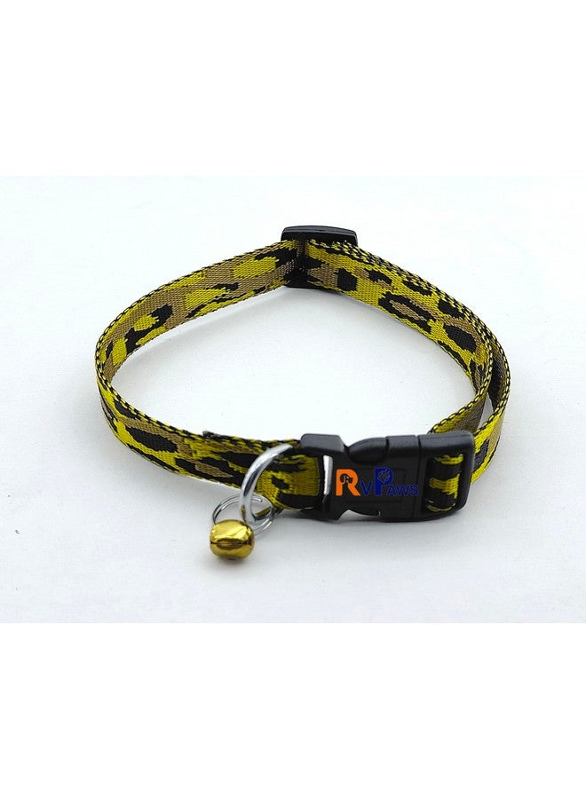 طوق نايلون للحيوانات الأليفة مع مقود وإبزيم سريع الفك قابل للتنفس للتدريب والمشي في الهواء الطلق للجراء والكلاب والقطط (أسود وأصفر) - Image 3