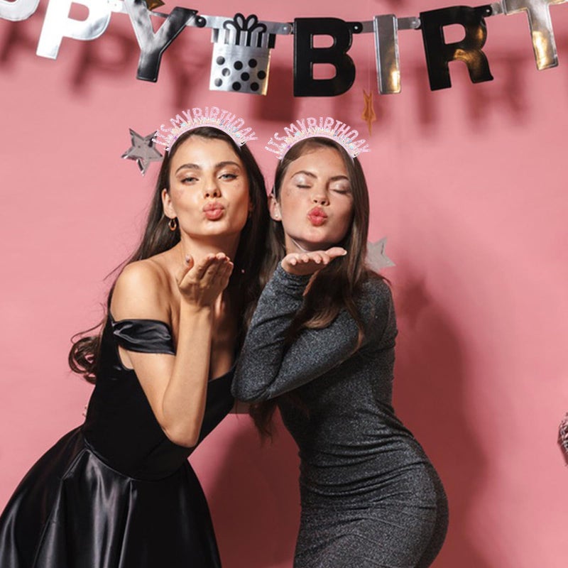 CAVETEE Birthday Crown for Women and Girls - IT's MY BIRTHDAY Headband - Pink - Image 5