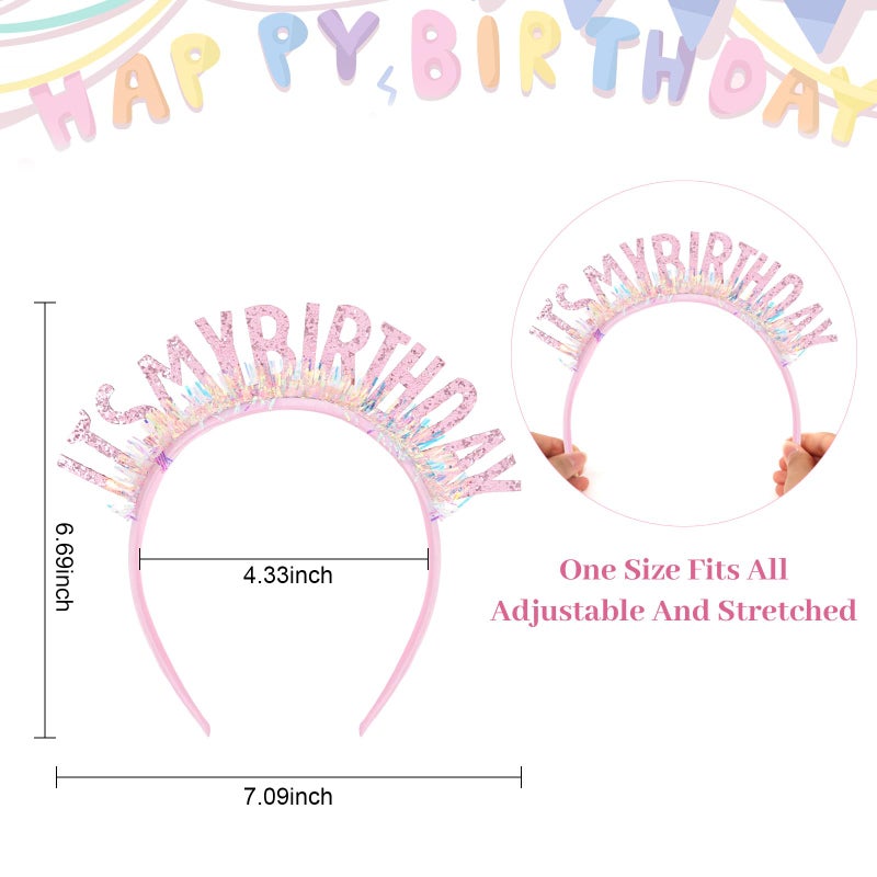 CAVETEE Birthday Crown for Women and Girls - IT's MY BIRTHDAY Headband - Pink - Image 4