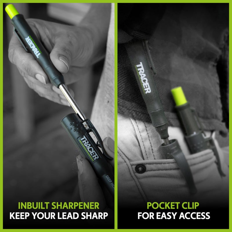 Tracer Deep Hole Construction Pencil Site Holster. Extendable 2B Carpenter Pencil with Inbuilt Carpenter Pencil Sharpener - Image 5