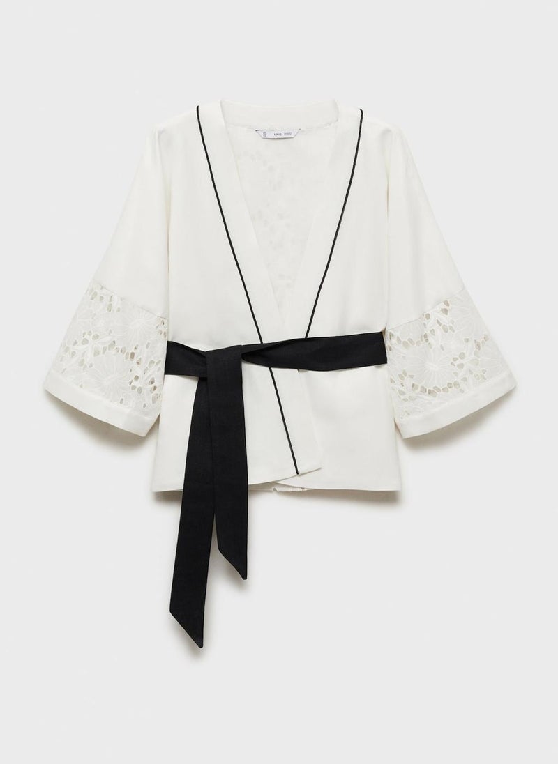 MANGO - Casual Blend Caftan With Openwork Details - Image 1