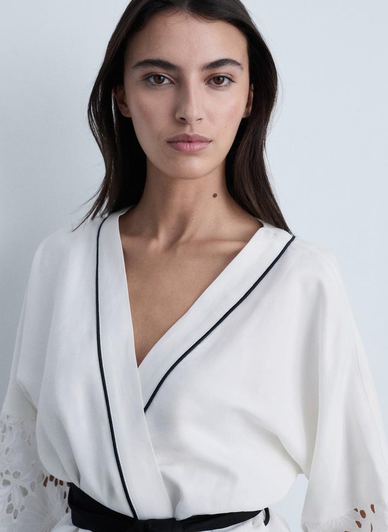 MANGO - Casual Blend Caftan With Openwork Details - Image 1
