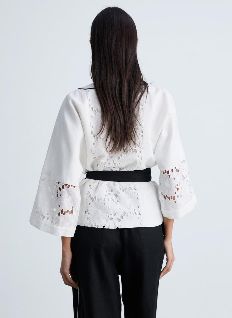 MANGO - Casual Blend Caftan With Openwork Details - Image 1