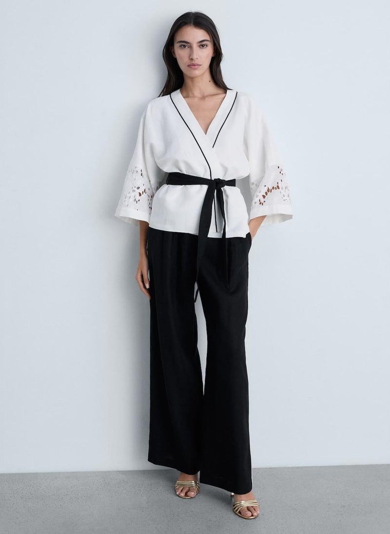 MANGO - Casual Blend Caftan With Openwork Details - Image 1