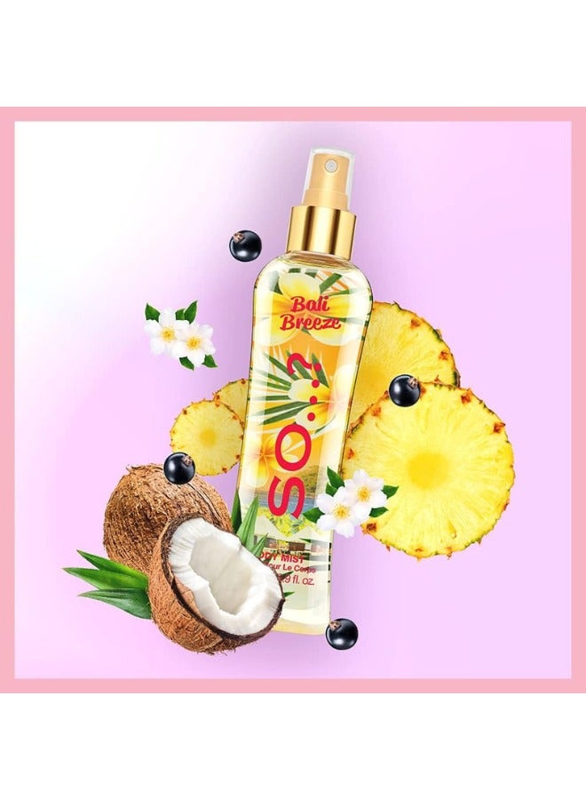 So..? So...? Summer Escapes Women's Body Mist Bundle | 200ml | Pack of 3 | Includes Ibiza Dreams, Bali Breeze & Majorca Love | Fruity, Floral & Tropical Scents | Long-Lasting & Refreshing Fragrance Sprays - Image 2