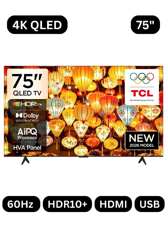 TCL 75 Inch P71L 4K Premium QLED Smart TV (2026 Model Google TV - UAE Version), 75 Inch 4K QLED Smart TV With 2GB RAM + 16GB ROM, AiPQ Processor, HVA Panel, ONKYO 2.0 Hi-Fi System, Dolby Vision + Atmos 75P71L Black - Image 1