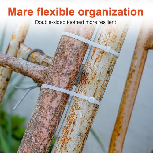 Hian 12-Inch White Zip Ties, 100-Pack – Heavy-Duty, UV-Resistant, Self-Locking Cable Ties for Indoor & Outdoor Use (White- 300mm x 4mm) - Image 4