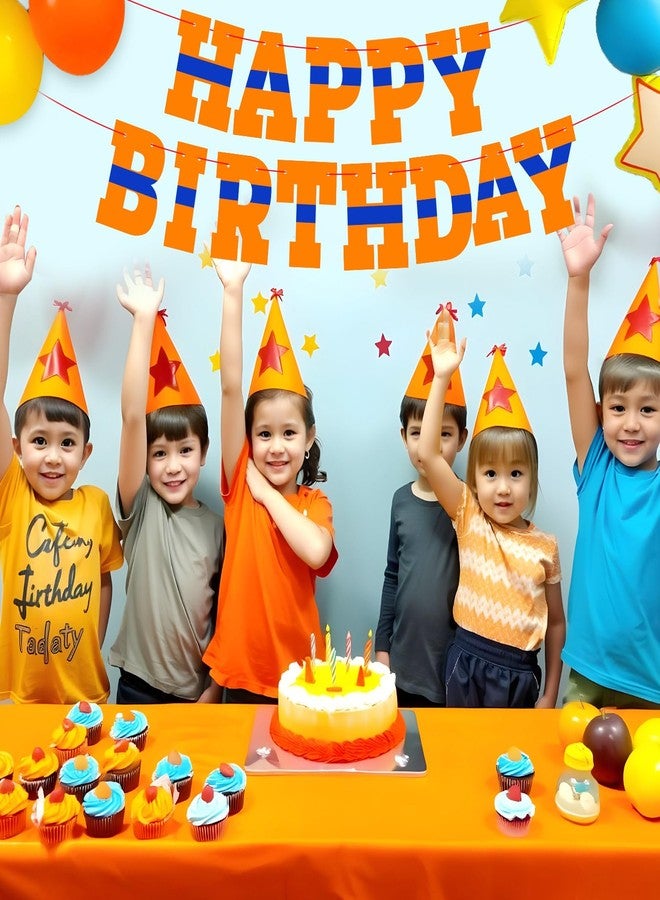 Oudain Anime Happy Birthday Banner Cartoon Dragon Pre-strung Birthday Banner Flag Orange and Blue Dragon Sign for Party Decoration, 7. 09 x 5. 12 Inch - Image 3