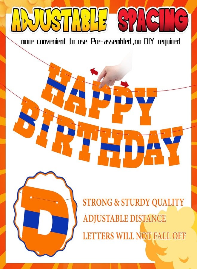 Oudain Anime Happy Birthday Banner Cartoon Dragon Pre-strung Birthday Banner Flag Orange and Blue Dragon Sign for Party Decoration, 7. 09 x 5. 12 Inch - Image 2