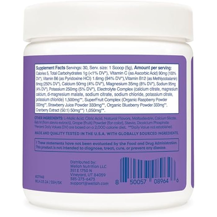 Wellah Splish Splash Hydration Electrolyte Drink Mix (Grape Flavored, 30 Servings) - Image 4