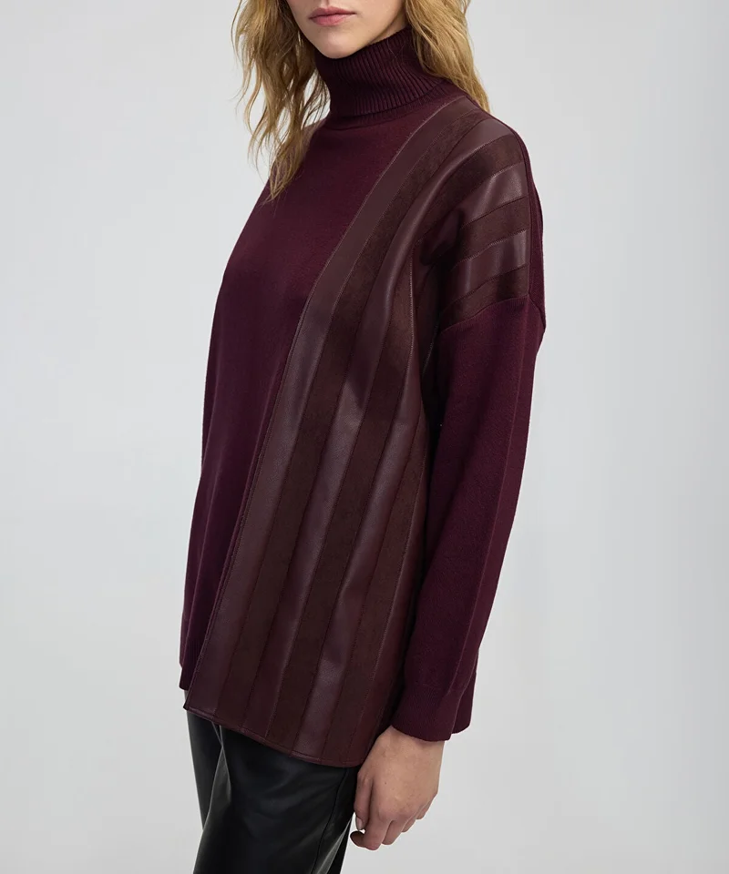 Ipekyol  Faux Leather & Suede Panel Sweater for Women | Best Price UAE