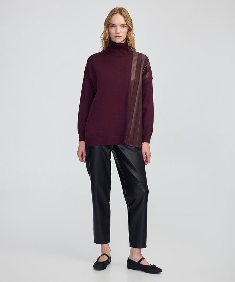 Ipekyol Faux Leather & Suede Panel Sweater - Image 4