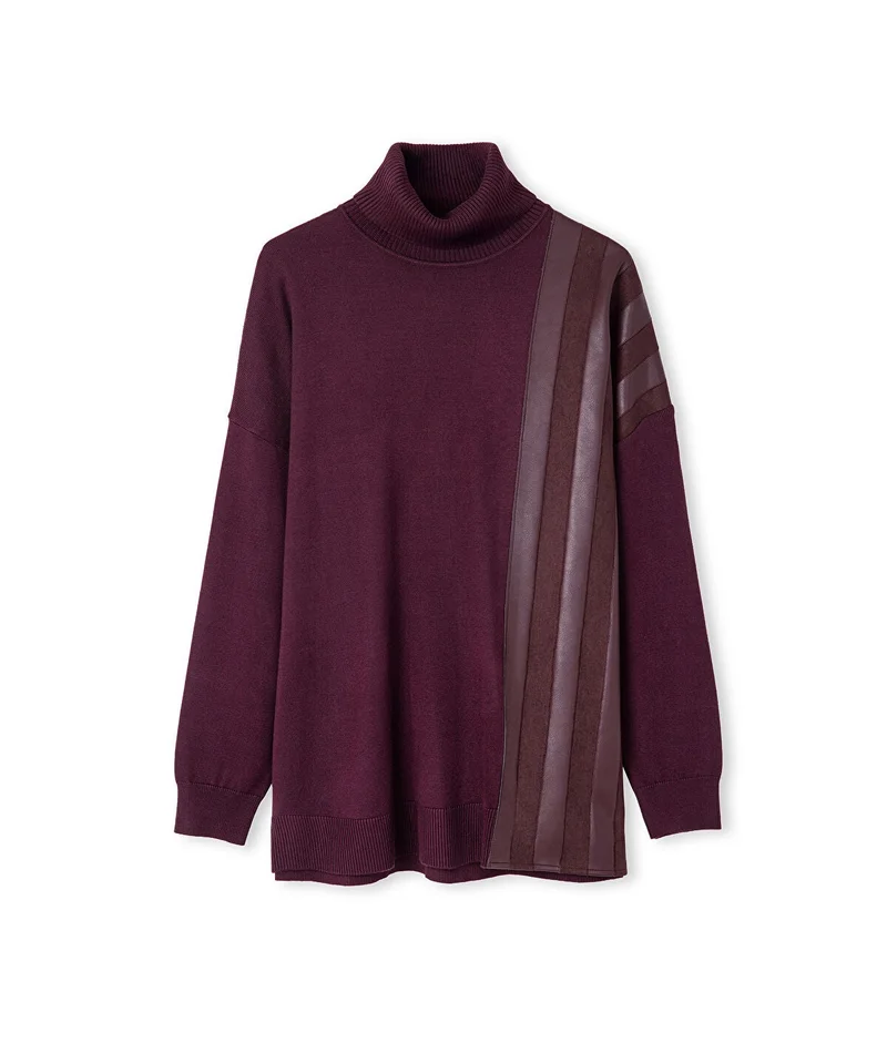 Ipekyol  Faux Leather & Suede Panel Sweater for Women | Best Price UAE