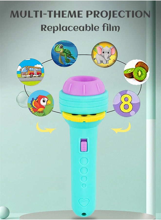 GROIC - Projection Flashlight Educational Toys Bedtime Night Lamp for Boys Girls 24 Images-Green - Image 1