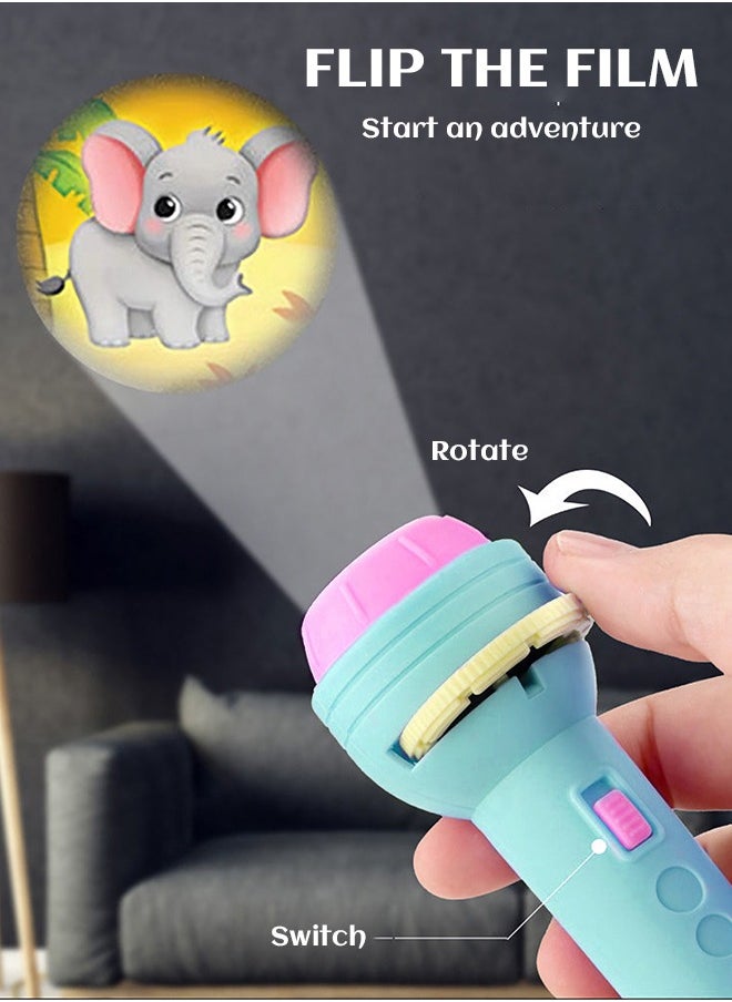 GROIC - Projection Flashlight Educational Toys Bedtime Night Lamp for Boys Girls 24 Images-Green - Image 1