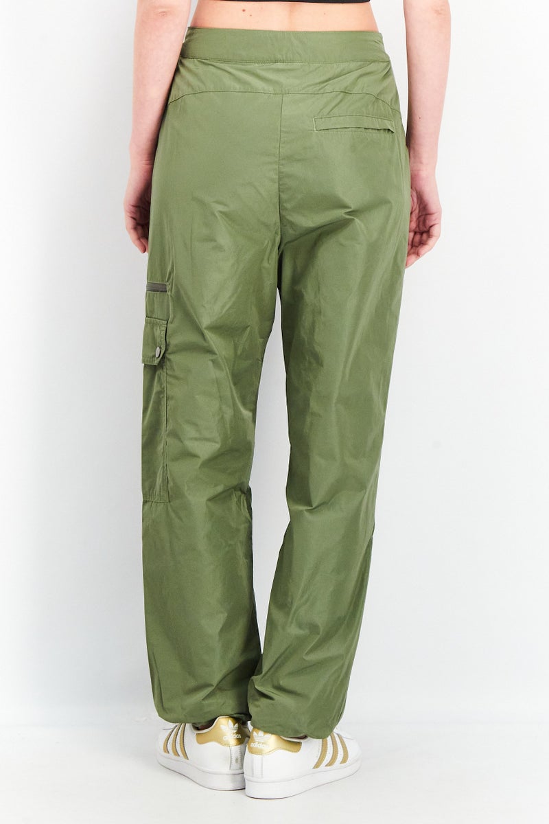 adidas Originals Women High Waist Belted Solid Pants, Dark Green  - Image 2