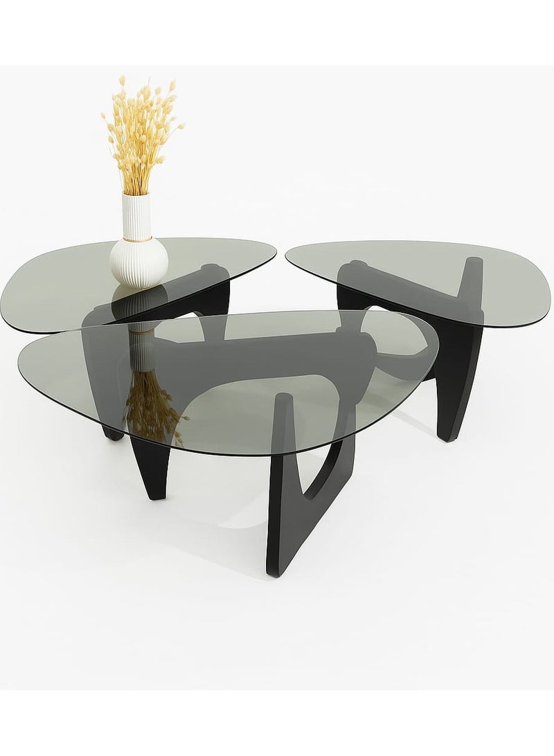 Concent Glass service table set on wood - Image 1