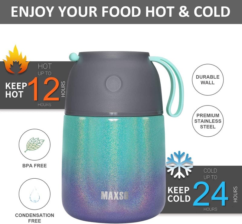 ITSLIFE Insulated Thermo Food Jar for Hot & Cold Food for Kids Adult, 17&24 oz Soup Thermal Hot Food Containers for Lunch, Triple Layer Insulation Stainless Steel Food Jar with Spoon(2 Pack Rainbow) - Image 4