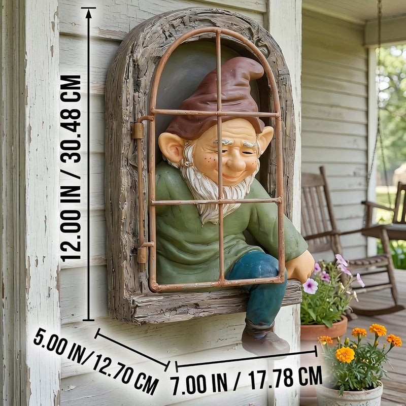 Euiroet 12" Real Gnome Tree Face Hugger Statue,Garden Decoration Climbing Decor Outdoor,Whimsical Fairy Door Tree Face Figurine Lawn Patio Decor,Funny Elves Peeker Sculpture Hanging Yard Art - Image 4