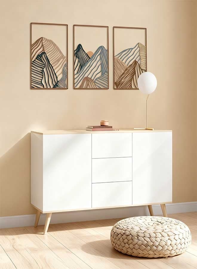 RAWAID 3 Pcs Metal Wall Art Decor Landscape Mountain Wall Hanging Decor for Living Room Abstract Minimalist Modern Mountain Line Pictures Summer Bathroom Office Home Gifts Indoor - Image 4