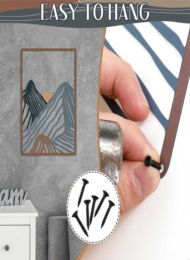 RAWAID 3 Pcs Metal Wall Art Decor Landscape Mountain Wall Hanging Decor for Living Room Abstract Minimalist Modern Mountain Line Pictures Summer Bathroom Office Home Gifts Indoor - Image 3
