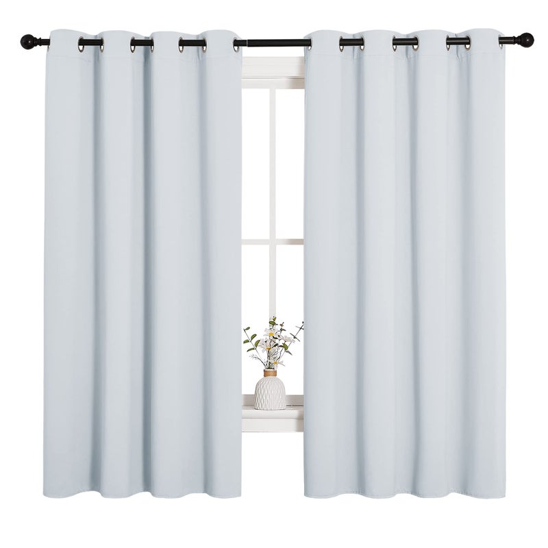 NICETOWN Room Darkening Draperies Curtains Panels Window Treatment Thermal Insulated Grommet Room Darkening CurtainsDrapes for Bedroom Greyish White 2 Panels 55 by 68